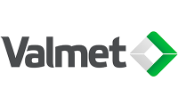 Valmet-logo, jossa tummanharmaa Valmet-teksti ja sen oikealla puolella vihreä ja vaaleanharmaa, toisiinsa liittyvä vinoneliömuotoinen symboli. Tausta on valkoinen.
